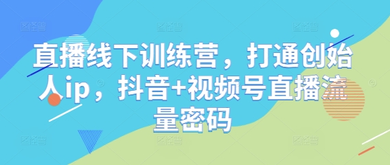 直播线下训练营，打通创始人ip，抖音+视频号直播流量密码-鼎铸网