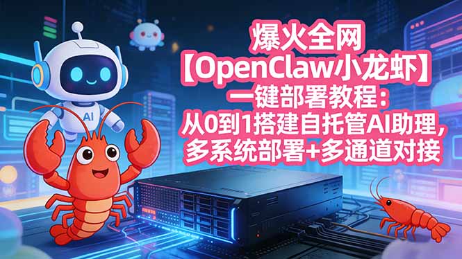 爆火全网【OpenClaw 小龙虾】一键部署教程：从0到1搭建自托管AI助理，多系统部署+多通道对接-鼎铸网