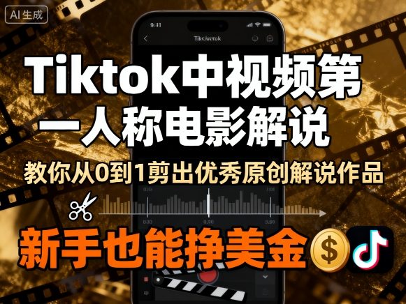 Tiktok中视频第一人称电影解说，教你从0到1剪出一个优秀的原创解说作品，新手也能挣美金-鼎铸网