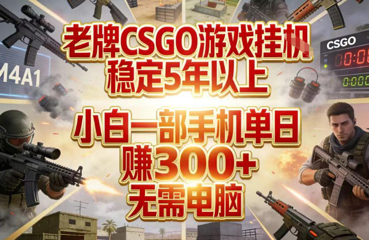 老牌CSGO游戏挂G，稳定5年以上，小白一部手机单日賺3张+，无需电脑【揭秘】-鼎铸网