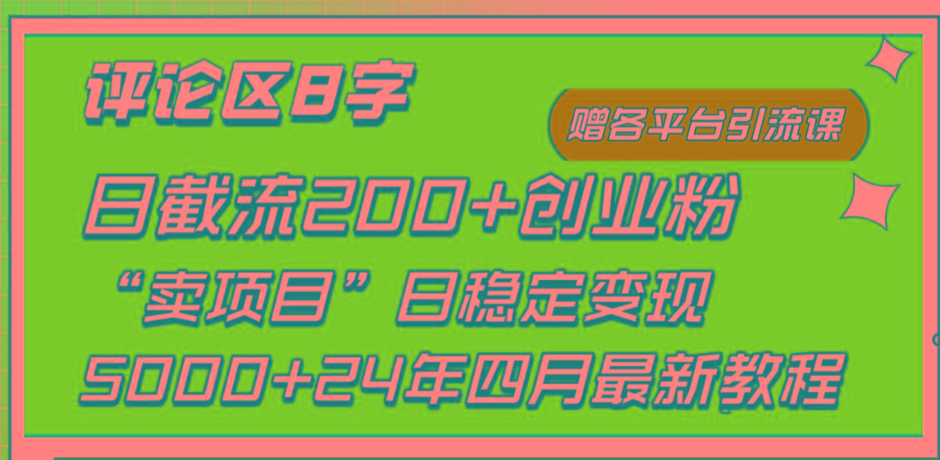 (9851期)评论区8字日载流200+创业粉  日稳定变现5000+24年四月最新教程！-鼎铸网
