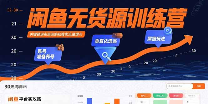 闲鱼无货源训练营：账号准备养号/垂直化选品/黑搜玩法，0基础30天盈利指南-鼎铸网