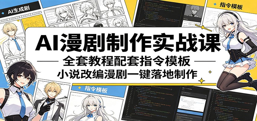 AI漫剧制作实战课：全套教程配套指令模板，小说改编漫剧一键落地制作-鼎铸网