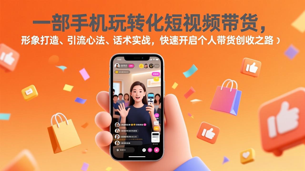 一部手机玩转化短视频带货，形象打造、引流心法、话术实战，快速开启个人带货创收之路-鼎铸网