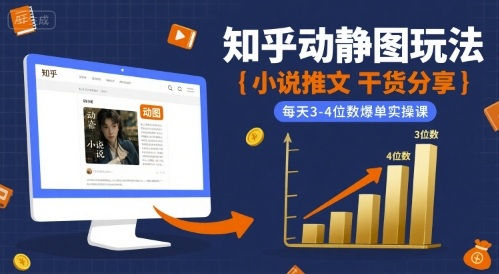 小说推文干货分享之知乎动静图玩法，每天3-4位数爆单实操课-鼎铸网