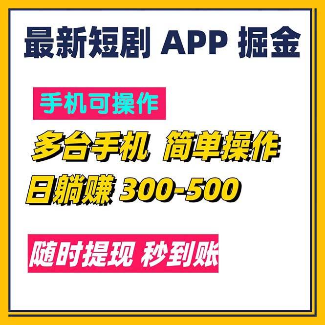 最新短剧app掘金/日躺赚300到500/随时提现/秒到账-鼎铸网