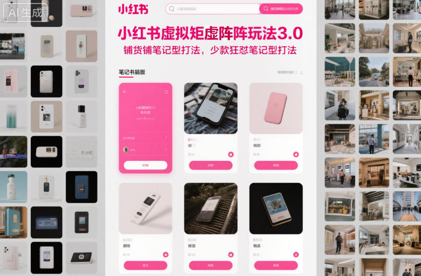 小红书虚拟矩阵玩法3.0，铺货铺笔记型打法，少款狂怼笔记型打法-鼎铸网