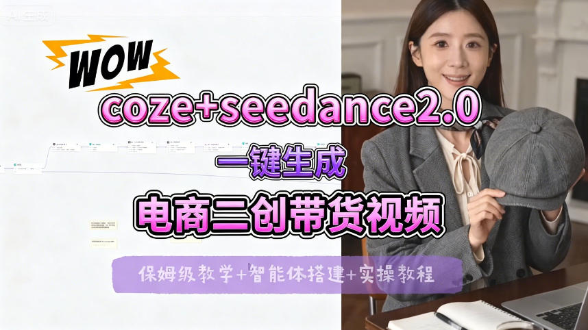【Coze工作流搭建实操教程】seedance2.0+coze一键生成电商二创带货视频，全流程保姆级教学-鼎铸网