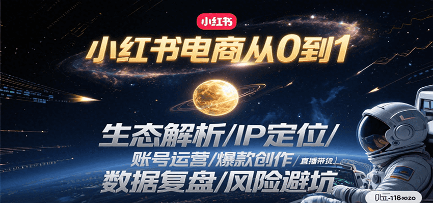 小红书电商从0到1：生态解析/IP定位/ 账号运营/爆款创作/直播带货/数据复盘/风险避坑-鼎铸网