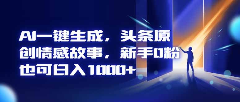 AI一键生成，头条原创情感故事，新手0粉也可日入1000+-鼎铸网