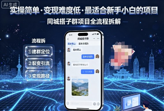 实操简单，变现难度低，最适合新手小白做的项目，每天轻松收入3张，同城搭子群项目全流程拆解-鼎铸网