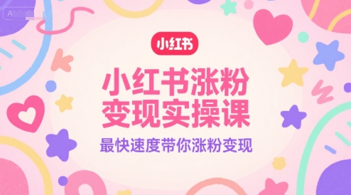 小红书涨粉变现实操课，最快速度带你涨粉变现-鼎铸网