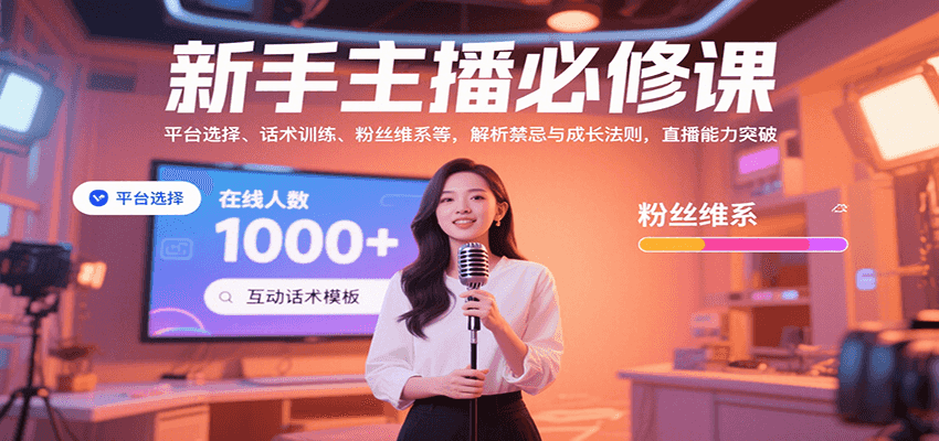 新手主播必修课：平台选择、话术训练、粉丝维系等，解析禁忌与成长法则，突破直播能力-鼎铸网