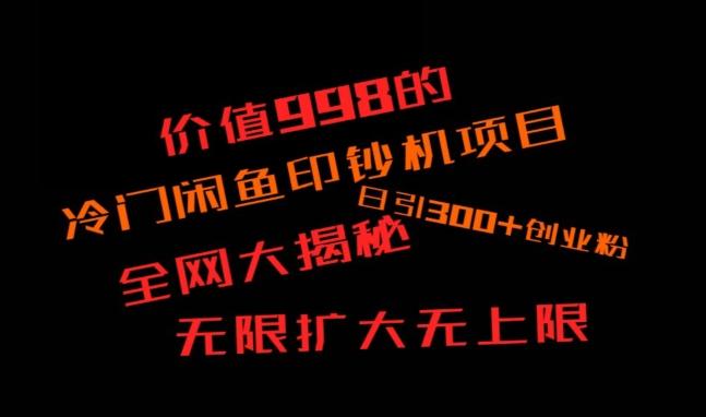 闲鱼流量印钞机项目大揭秘，日引300+创业粉，保姆级实操教程-鼎铸网