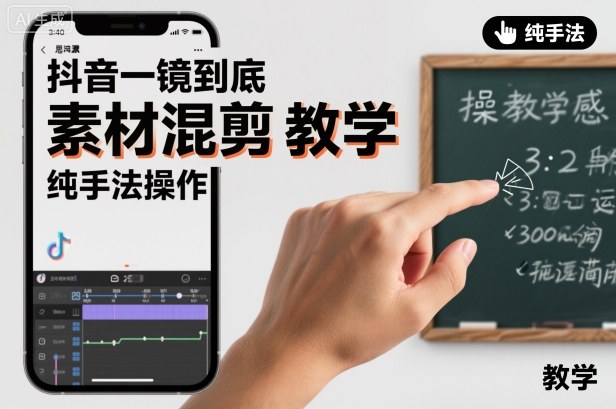 抖音一镜到底素材混剪教学，纯手法操作-鼎铸网
