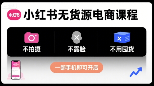 小红书无货源电商课程，不拍摄不露脸不用囤货，一部手机即可开店-鼎铸网