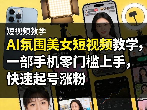 AI氛围美女短视频教学，一部手机零门槛上手，快速起号涨粉-鼎铸网