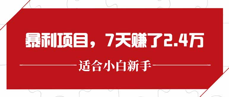 最新暴利项目，每单收益轻松在300以上，7天赚了2.4万-鼎铸网