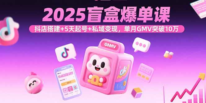 2025盲盒爆单课，抖店搭建+5天起号+私域变现，单月GMV突破10万-鼎铸网