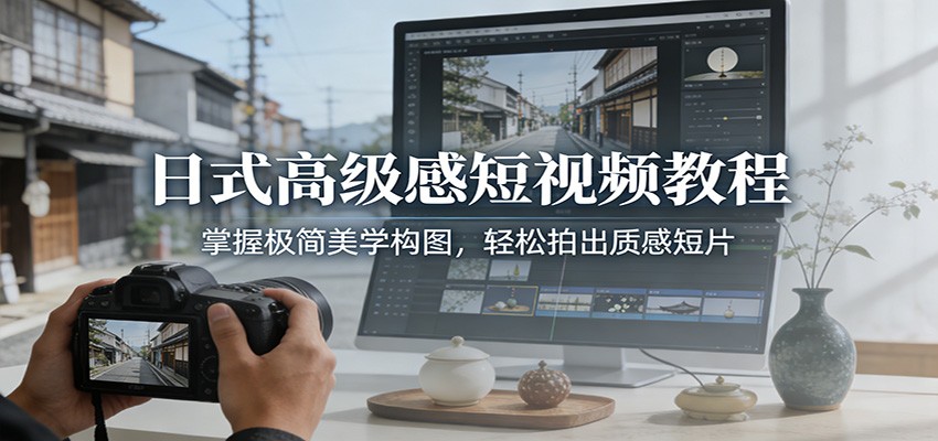 日式高级感短视频教程：掌握极简美学构图，轻松拍出质感短片-鼎铸网
