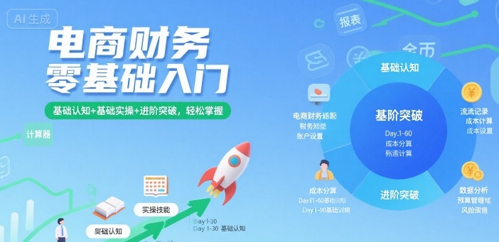 电商财务零基础入门，基础认知+基础实操+进阶突破，轻松掌握-鼎铸网