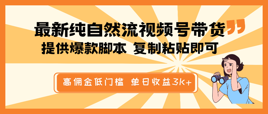 最新纯自然流视频号带货，提供爆款脚本简单 复制粘贴即可，高佣金低门槛，单日收益3K+-鼎铸网