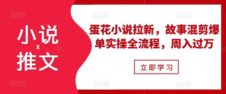 小说推文之蛋花小说拉新，故事混剪爆单实操全流程，周入过万-鼎铸网