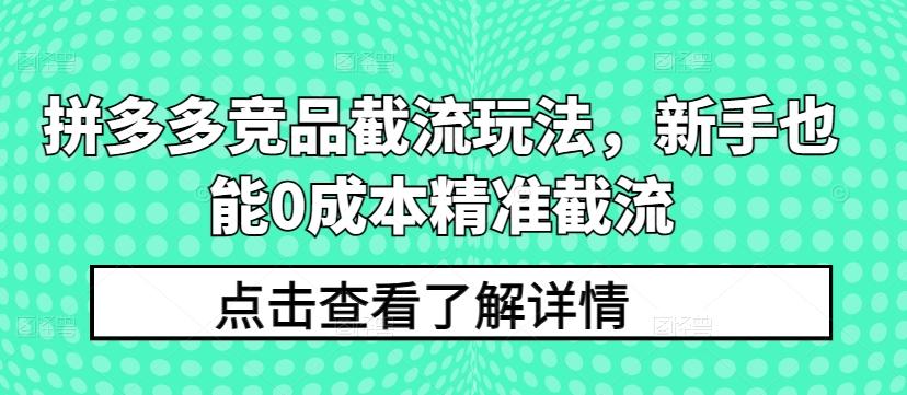 拼多多竞品截流玩法，新手也能0成本精准截流-鼎铸网