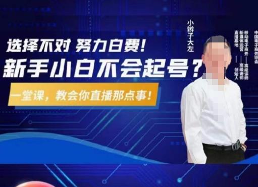 大左教您从0到1做直播带货，选择不对，努力白费，5小时课程搞定那点事，解决你起号问题-鼎铸网