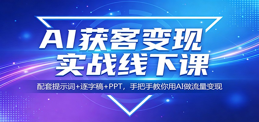 AI获客变现实战线下课：配套提示词+逐字稿+PPT，手把手教你用AI做流量变现-鼎铸网