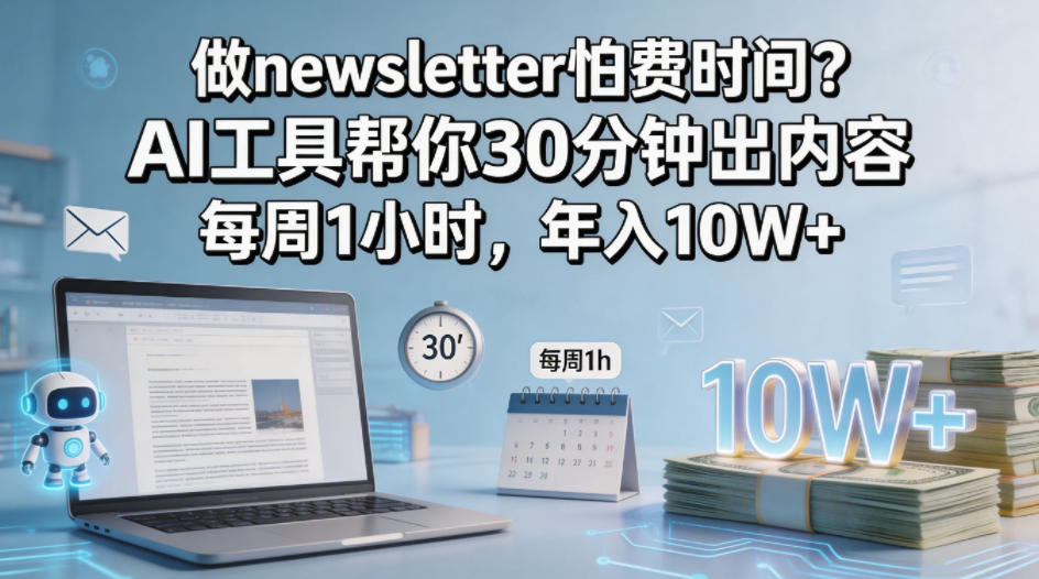 做newsletter怕费时间？AI工具帮你30分钟出内容，每周1小时，年入10W+！【原创双语字幕】-鼎铸网