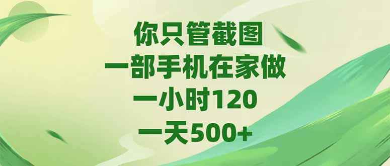 你只管截图，一部手机在家做，一小时120，-天500+-鼎铸网