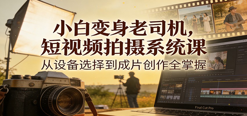 小白变身老司机，短视频拍摄系统课，从设备选择到成片创作全掌握-鼎铸网