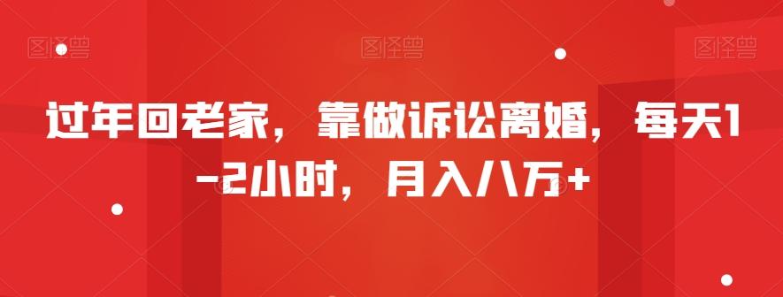 过年回老家，靠做诉讼离婚，每天1-2小时，月入八万+-鼎铸网