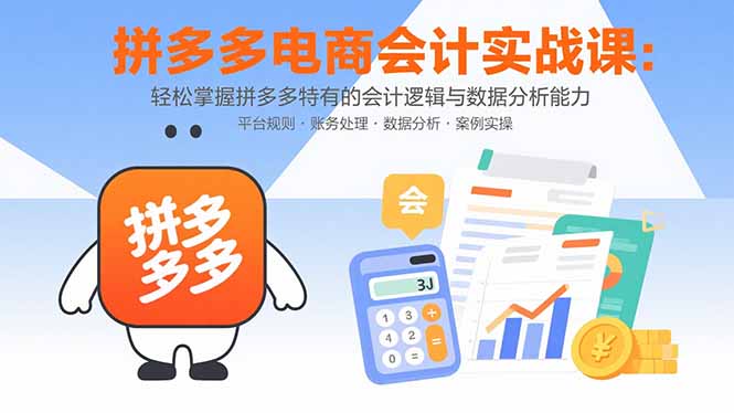 拼多多电商会计实战课：轻松掌握拼多多特有的会计逻辑与数据分析能力-鼎铸网