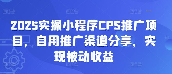 2025实操小程序CPS推广项目，自用推广渠道分享，实现被动收益-鼎铸网