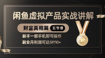 精品！闲鱼虚拟产品实战讲解，新手一部手机即可操作，副业月利润可达5k+-鼎铸网