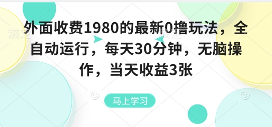 外面收费1980的最新0撸玩法，全自动挂G，每天30分钟，无脑操作，当天收益3张【揭秘】-鼎铸网
