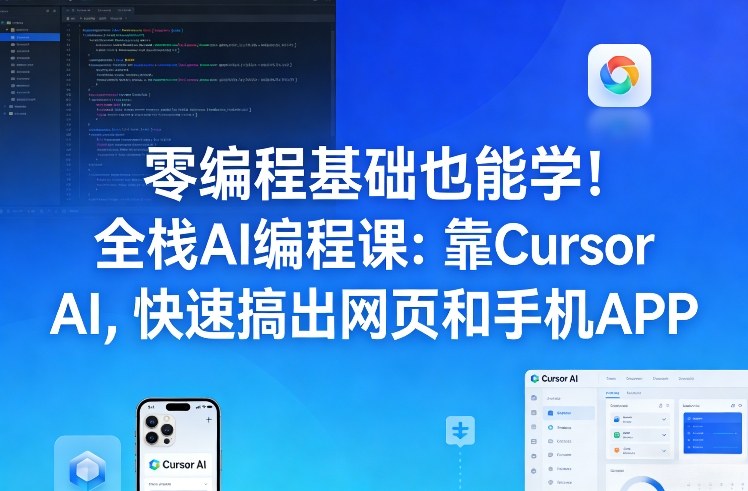 零编程基础也能学！全栈AI编程课：靠Cursor AI，快速搞出网页和手机APP-鼎铸网