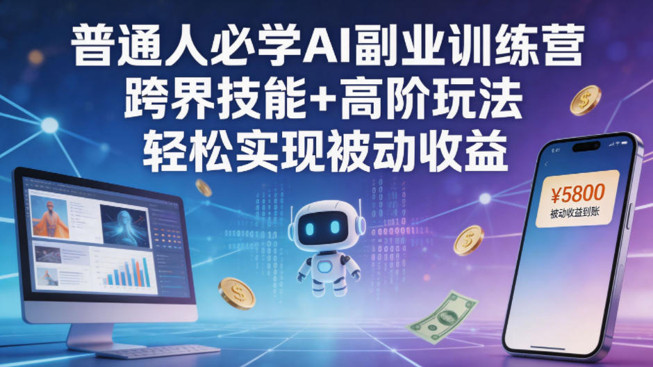 普通人必学AI副业训练营跨界技能+高阶玩法轻松实现被动收益-鼎铸网