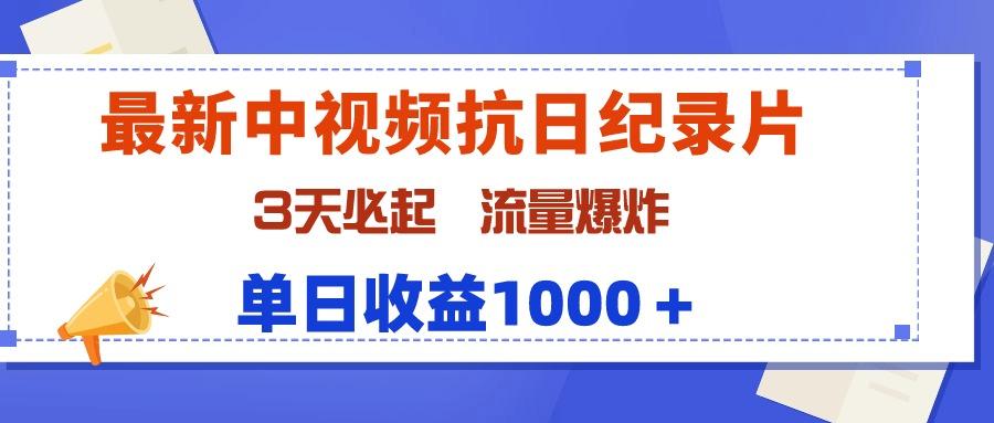 (9579期)最新中视频抗日纪录片，3天必起，流量爆炸，单日收益1000＋-鼎铸网