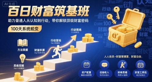 百日财富筑基班，助力普通人从认知到行动，带你解锁顶级财富密码-鼎铸网