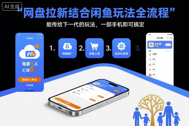 网盘拉新结合闲鱼玩法全流程，能传给下一代的玩法，一部手机即可搞定(附入口渠道以及实操教程)-鼎铸网