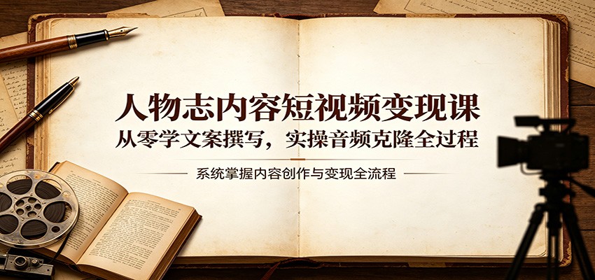 人物志内容短视频变现课：从零学文案撰写，实操音频克隆全过程-鼎铸网