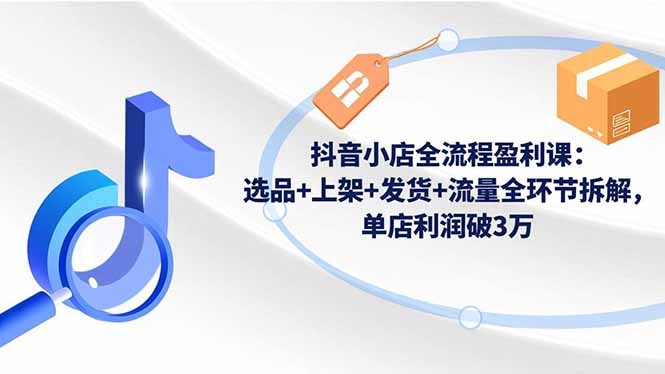 抖音小店全流程盈利课：选品+上架+发货+流量全环节拆解，单店利润破3万-鼎铸网