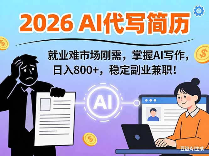 AI代写简历，超暴利，用万能模板月入1-3万实战教程，2026年市场刚需！-鼎铸网