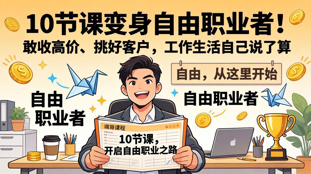 10 节课变身自由职业者！敢收高价、挑好客户，工作生活自己说了算-鼎铸网