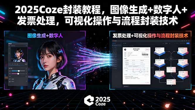 2025Coze封装教程，图像生成+数字人+发票处理，可视化操作与流程封装技术-鼎铸网