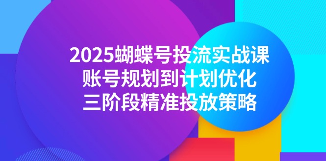 2025蝴蝶号投流实战课，账号规划到计划优化，三阶段精准投放策略-鼎铸网