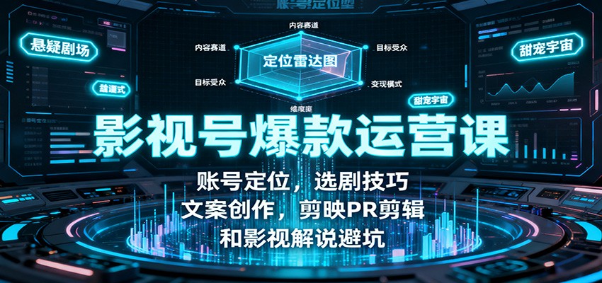 影视号爆款运营课：账号定位，选剧技巧，文案创作，剪映PR剪辑和影视解说避坑-鼎铸网